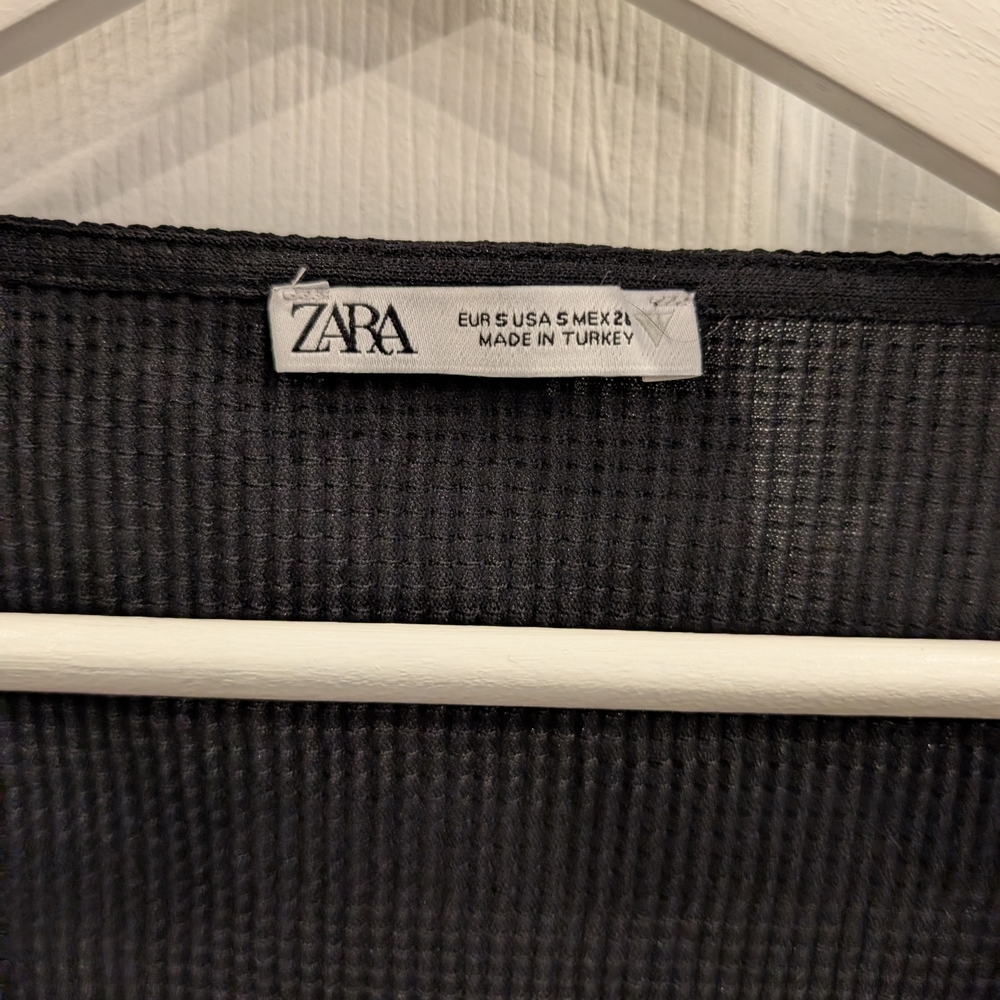 Zara Black Ruched Crop Top - Picture 7 of 9